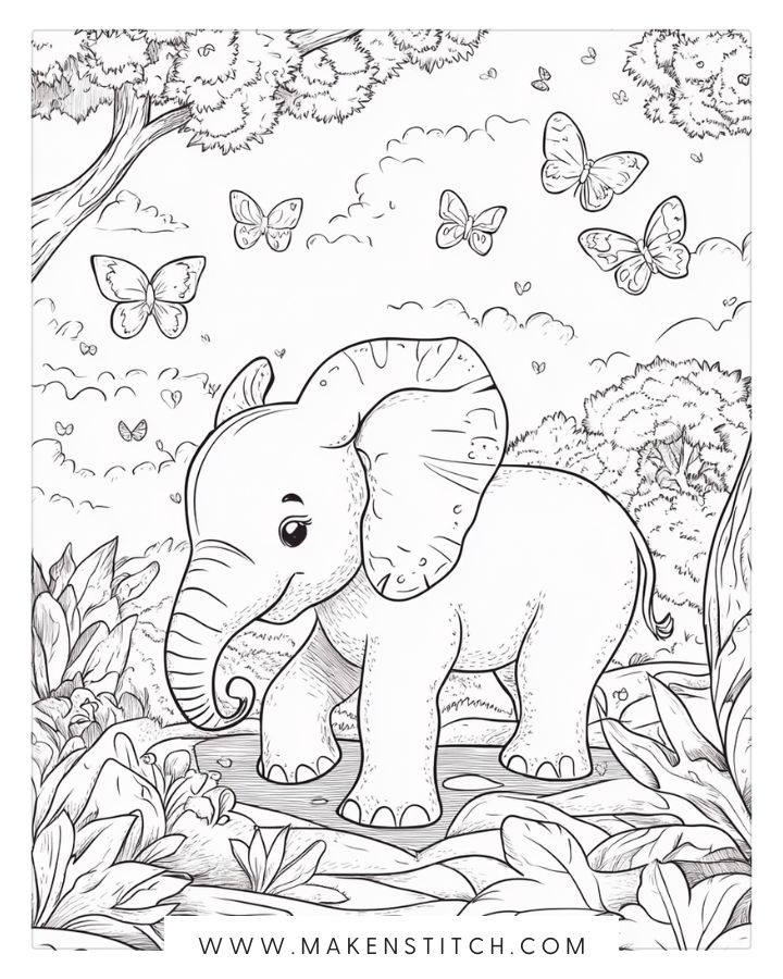 elephant with butterflies